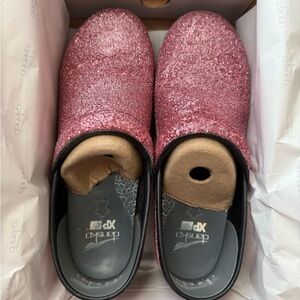 Dansko Glittery Pink Mules